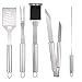 Outdoor Addict BBQ Grill Tool Set - 8-Piece Kit | Heavy Duty Stainless Steel Barbecue Grilling Utensils | Grill Brush, Skewers, Spatula, Fork, Tong | Premium Quality Grilling Accessories