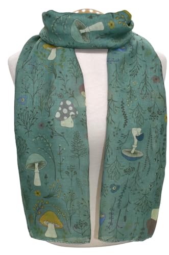 Shag Wear Mushroom Forest Fashion Scarf for Women and Teen Girls Sage Green 180 cm Long2