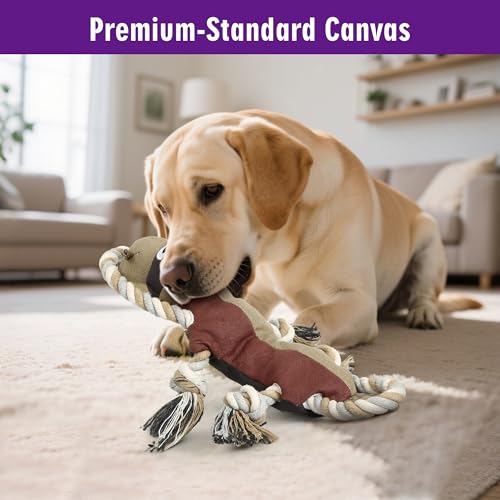 IOKHEIRA Hundespielzeug Unzerstörbar Weihnachten - Quietschend Robust Tau Seil für Große Kleine Hunde, Interaktives Stofftier Quietschendes & Kuscheltier zur Beschäftigung, Zerren für Welpen Braun