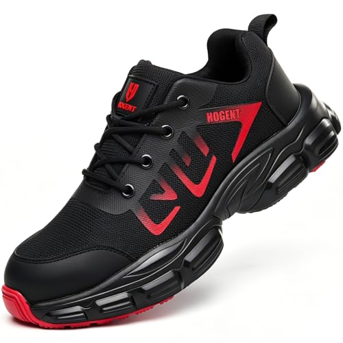 Image of Hogent Steel Toe Shoes for Men Lightweight Comfortable Non Slip Work Shoes Women Puncture Proof Safety Sneakers for Industrial Construction & Daily Life