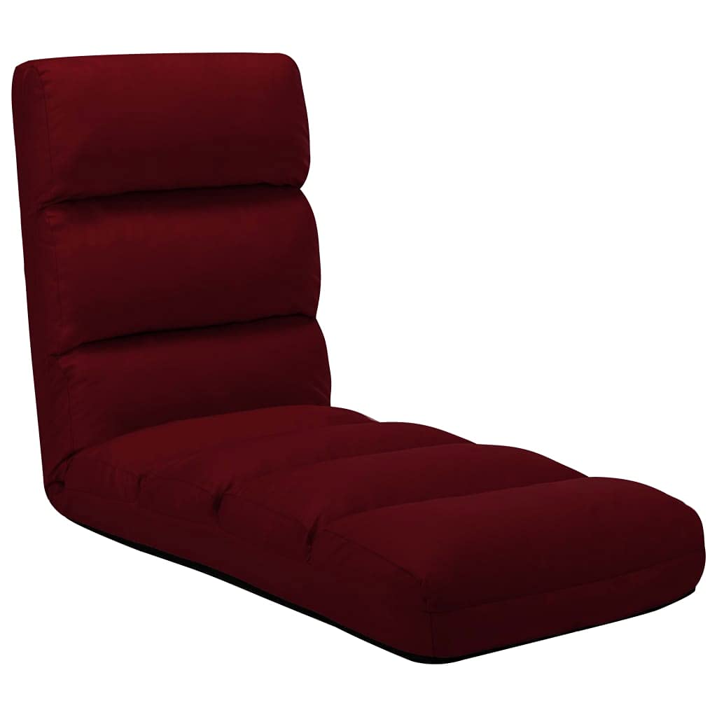 Silla de suelo ajustable plegable de piel sintética – Tumbona plegable de suelo rojo vino como cama compacta para interior y exterior