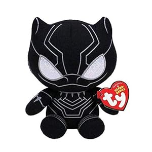 TY Marvel Avengers Black Panther Regular, Licensed Squishy Beanie Baby Soft Plush Toys, Collectible Cuddly Stuffed Teddy