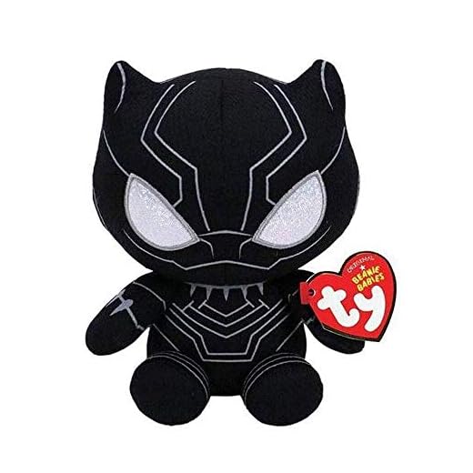 Ty 41197 Reg Black Panther-Marvel-Beanie,Multicolored,17cm