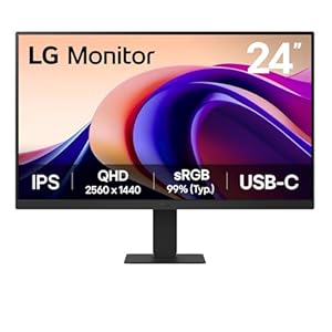 LG 24U631A-B 24-Inch QHD (2560×1440) IPS Monitor, 100Hz Refresh Rate, 5ms (GtG) Response Time, sRGB 99%, HDR10, USB-C, HDMI, Tilt Adjustable, Black