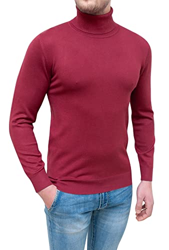 Evoga Jersey para hombre de invierno, rojo burdeos, jersey de cuello alto, Rojo burdeos., XS Cover