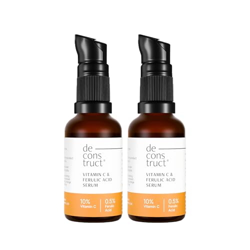 Image of Deconstruct 10% Vitamin C Serum for Oily Skin| Clinically Tested to be Non-Irritating| Beginner-Friendly| Brightens Dull Skin, Evens Tone| No Purging| With 0.5% Ferulic Acid| For Men and Women| (30ml Pack of 2)