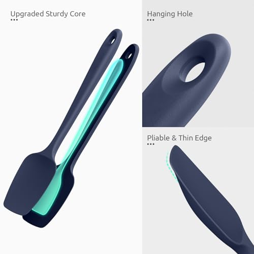 Image of U-Taste Silicone Spoon Spatula Set of 3, 600F High Temp, Midnight Blue