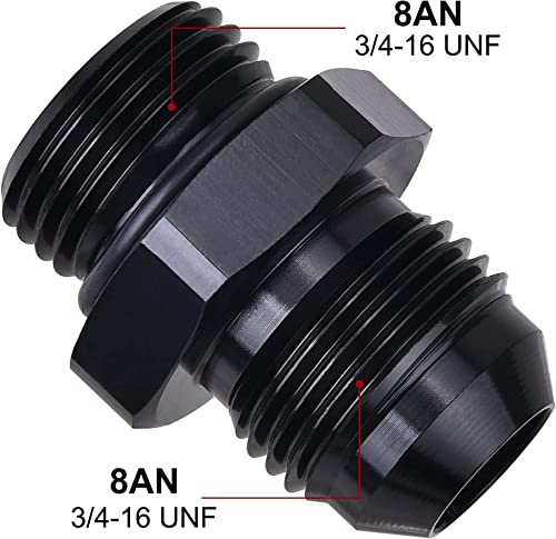 SYKRSS 8AN Flare to 8AN ORB Male Fuel Rail Adapter Fitting Black 2Pcs — view 2