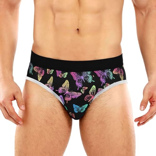 Laprad Men's Colorful Butterfly Briefs Underwear Classics Panties No Fly Underpants with Contour Pouch