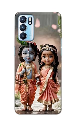 Image of Printed Hard Back Cover for Oppo Reno6 5G | Oppo Reno 6 5G Back Cover (Radha Krishna Love -J2) -190724(EA)