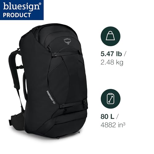 Image of Osprey Farpoint 80L Men's Travel Backpack, Black