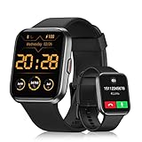 aeac スマートウォッチ iphone対応 アンドロイド対応,通話機能付き Alexa搭載 SMSメッセージ通知 IP68防水 睡眠トラッカー 100+種類運動モード 歩数 カロリー消費記録,メンズウォッチ 1.8インチHDタッチパネル プレゼント smart watch (ブラック, 1.8)