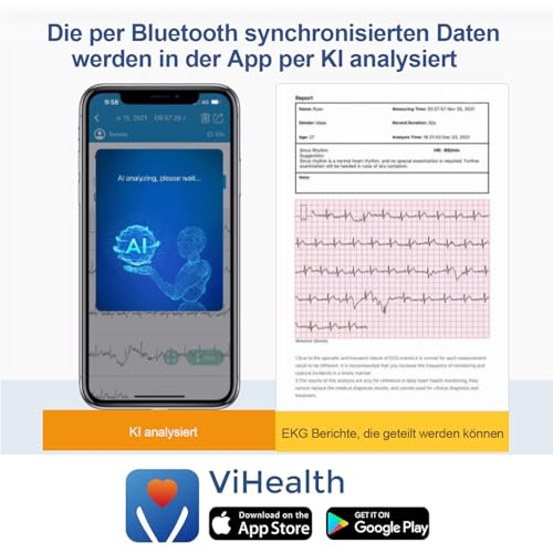 CheckMe Plus EKG Gerät für Zuhause, KI-Analysefunktion, 30s/ 60s/5min Messzeit für Smartphone und PC, Persönlicher Tragbarer Herzgesundheits-Tracker, Großbild-Echtzeitanzeige