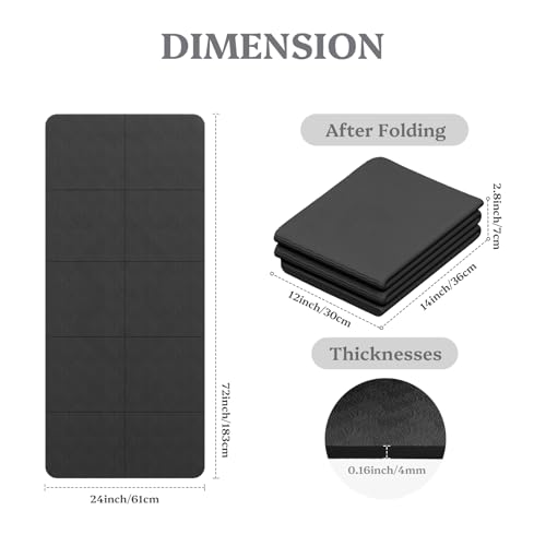 Foldable Yoga Mat Non Slip, Pilates Fitness Mats - 72" x 24" x 0.16" Extra Width ＆ Thick, Anti-Tear Exercise Mat with Carrying Strap and Bag, Workout Mats for Stretching,Yoga Studio,Gym or Home Workouts by Vkotniku - Image 5