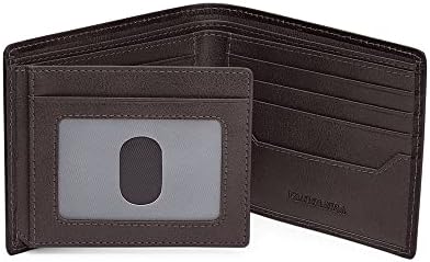 VANNANBA Bifold Front Pocket Wallets, Full Grain Leather Large Capacity Wallet with 2 ID Windows, 11 Card Slots, 2 Cash Pockets & RFID Blocking,Gift for Men(Dark Brown)
