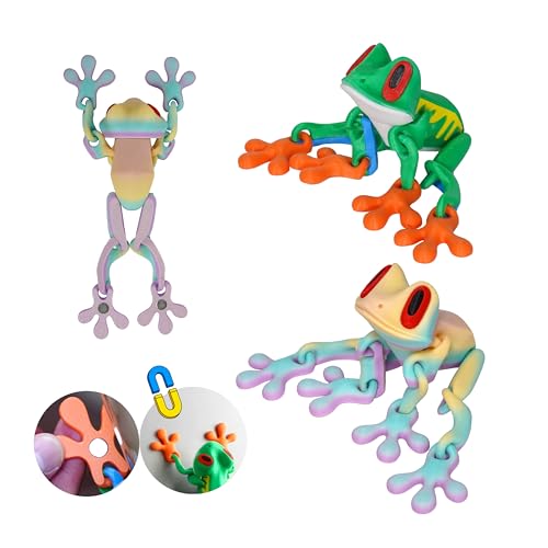 Set de 2 ranas imantadas articuladas decorativas 3D miniatura 1