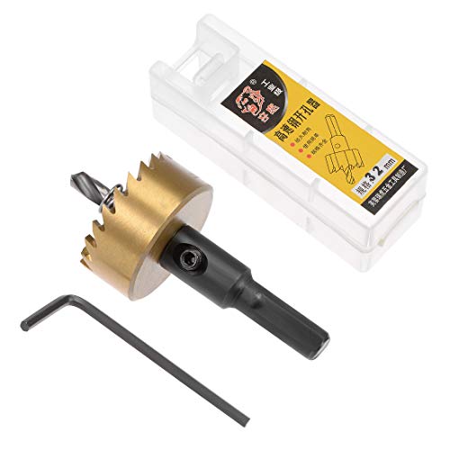 sourcingmap 32mm HSS Drill Bit Hole Saw Titanium Plated for Stainless Steel Metal Alloy, 32x14.5mm - Image 4