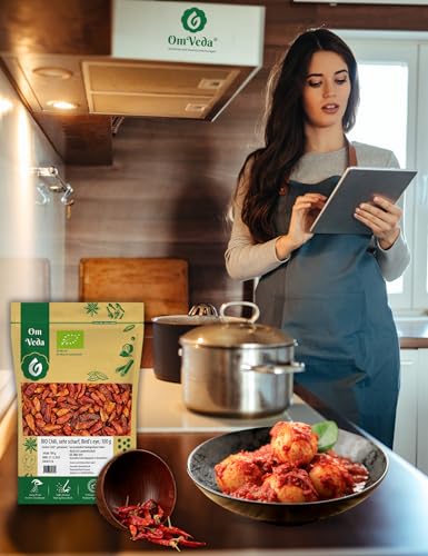 BIO Chilischoten ganz | Birds Eye Sorte | Rote, getrocknete Schoten mit Schärfegrad 9 | Sehr scharf & aromatisch | Im Aromaschutzbeutel – 100g