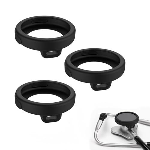Lot de 3 Housses en Silicone pour Stéthoscope EKO CORE 500, Kit de Protection pour Stéthoscope Numérique contre Rayures, Compatible avec Accessoires pour Stéthoscope EKO (Noir)