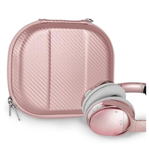 Geekria UltraShell hörlurar fodral kompatibelt med Bose QuietComfort 35 II, QC45, QC25 fodral, ersättning hårt skal resväska med kabelförvaring (rosa guld)