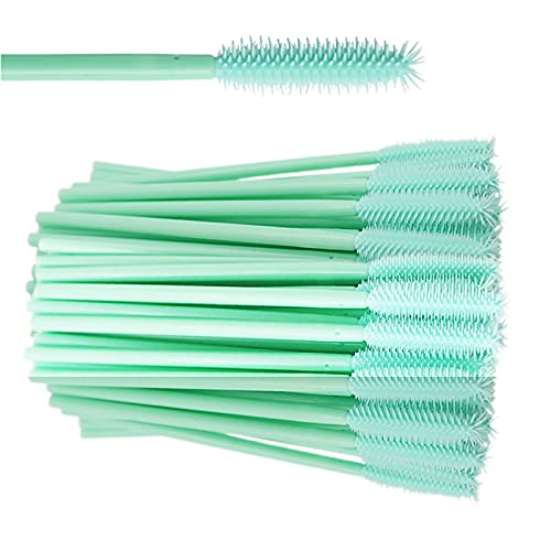 GEEHOLD 100 PCS Silicone Disposable Mascara Wands Eyelash Brushes, Pineapple Type One-Off Eyelash Spoolie Eyebrow Brush Kit, Green Eyelash Wands Makeup Brush Gel Eyelash Comb Eye Lash Extension Tool