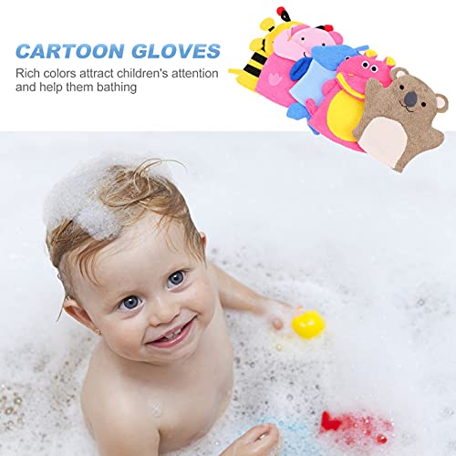 Image of Kids Bath Mitts, 5 Pcs Cute Animal Washcloths Gloves, Bath Sponge Body Washcloth Mitt for Boys Girls Children Hand Bathing Shower