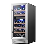 Yeego Wine Fridge Cooler - 15 Inch Dual Zone Wine Fridge Hold 28 Bottles, 40-65°F Wine Refrigerator Glass Door, Built in, Freestanding Under Counter Fridge for Beer Soda Drink Home Bar Office