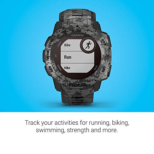 Image of Garmin Instinct Solar, Solar-Powered Rugged Outdoor Smartwatch, Built-in Sports Apps and Health Monitoring, Graphite Camo