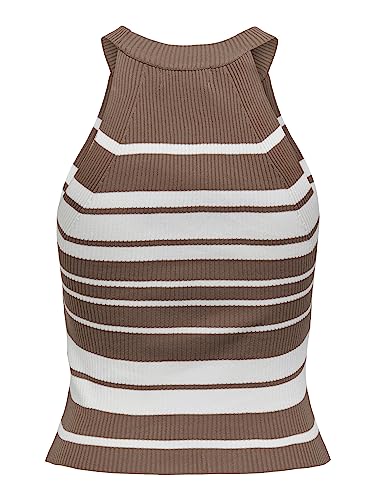 ONLY Damen Onledna Halterneck Top KNT Noos, Antique Bronze/Stripes:Cloud Dancer, XXL – Ansicht 3