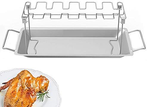 Chicken Leg Wing Grill Rack BBQ Chicken Drumsticks Rack Stainless Steel Roaster Stand with Drip Pan Grill Covers