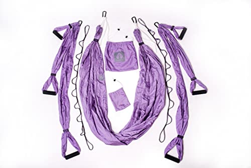 Aerial Yoga Swing Set - Yoga Hammock Aerial Swing - Aerial Sling Inversion Fly Kit - Flying Yoga Inversion Tool - Antigravity Ceiling Hanging Yoga Sling - Adult Kids Arial Door Yoga Swing (LPURPLE)