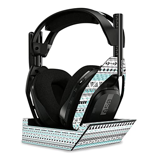 Image of MightySkins Carbon Fiber Skin Compatible with Astro A50 Wireless Headphones + Base Station (Gen 4) - Turquoise Tribal | Protective, Durable Textured Carbon Fiber Finish | Easy to Apply
