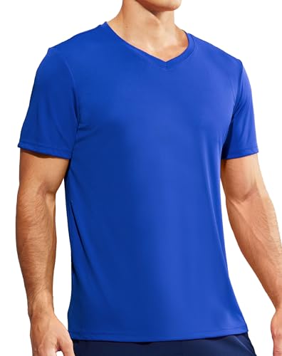 Haimont Men's V Neck Athletic T Shirts Lightweight Gym Workout Running Short Sleeve Tee Shirts Moisture Wicking UV Protection