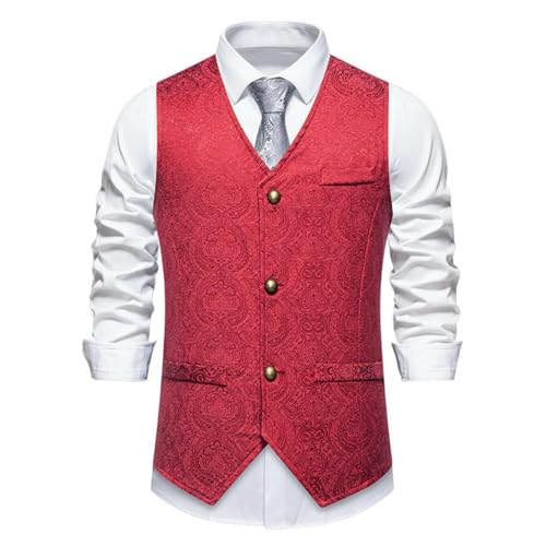 Chaleco de traje vintage para hombre borgoña talla XS