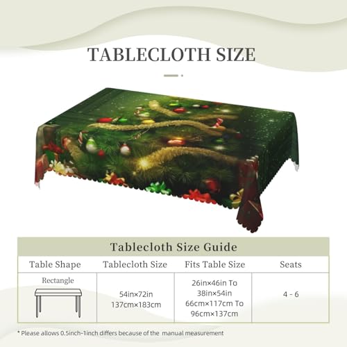 Nappe sapins de Noël rectangulaire 137 x 183 cm, nappe de table imperméable extérieur