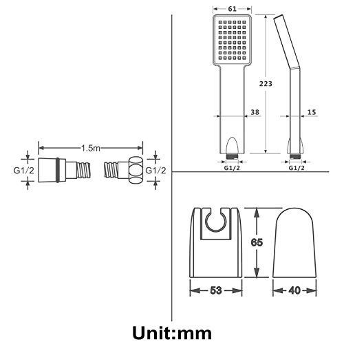 Set de regadera de mano ABS con manguera y soporte miniatura 3