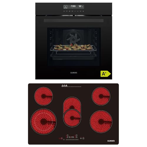 KB ELEMENTS Kit de cuisinière autonome | Four encastrable de 60 cm | Fonction Air Fry | Plaque de cuisson vitrocéramique de 77 cm | Plaque de cuisson électrique 77 cm | Grill | Air chaud | Aqua Clean
