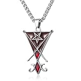 KIRTIJW Satanic Satan Necklace Sigil of Lucifer Pendant Necklace Jewelry for Men 60cm