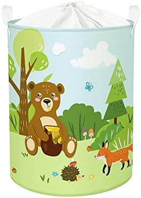 45L Cute Forest Animals White Children Laundry Basket Waterproof Cartoon Deer Bear Fox Toys Clothes Storage Basket