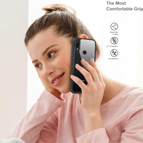 Image of SHINESTAR Ultra Slim Clear Back Cover for Redmi Note 7 / Note 7 Pro /Note 7s, Transparent Hybrid Hard Shell Plastic & Soft Silicone Rubber Bumper, Non-Yellow Acrylic Protective Cover - Black