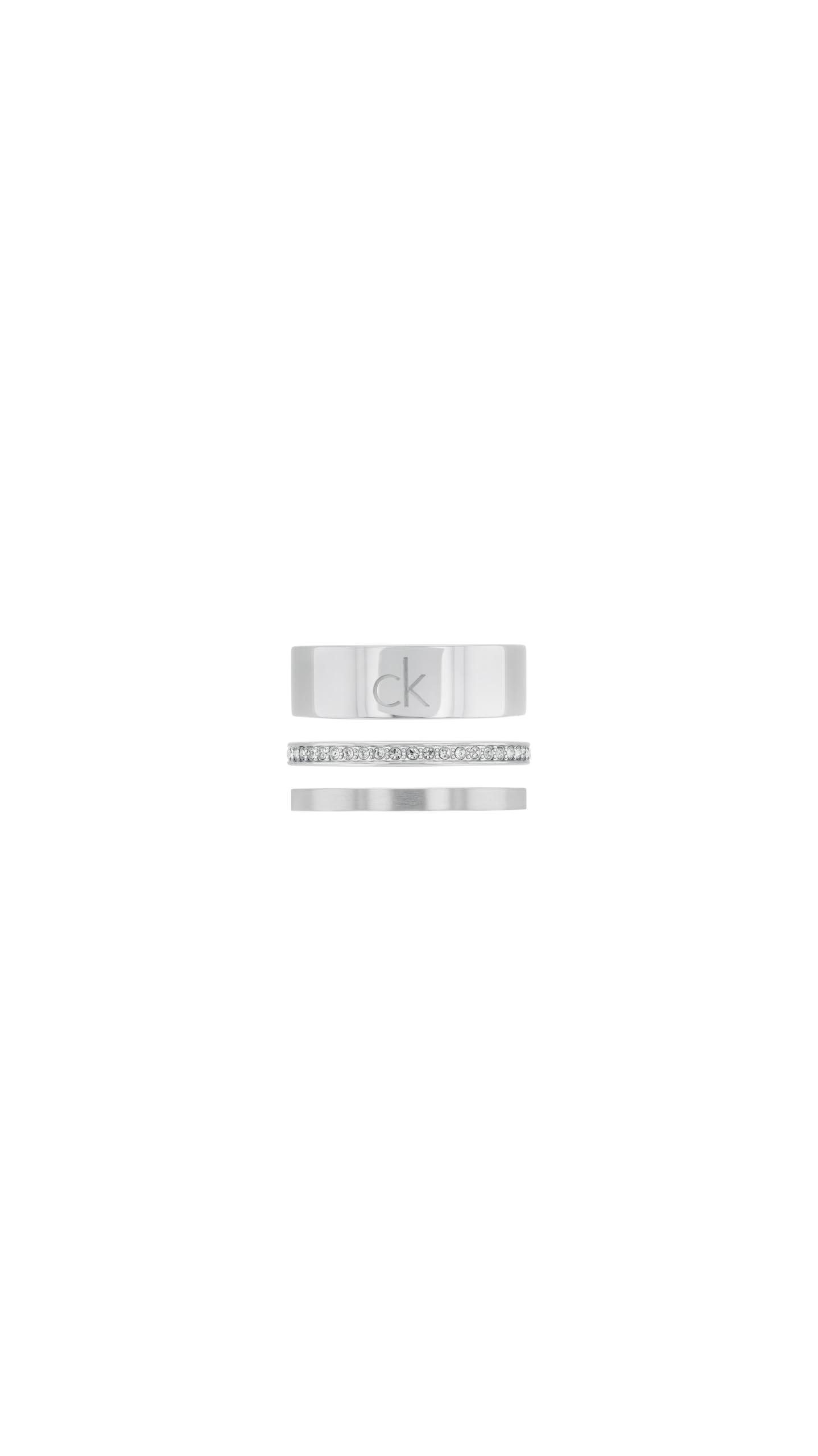 Calvin Klein Collezione CK TRIO per Donna Set di 3 Anelli in Acciaio Inossidabile con Cristalli – Disponibile in Argento o Oro