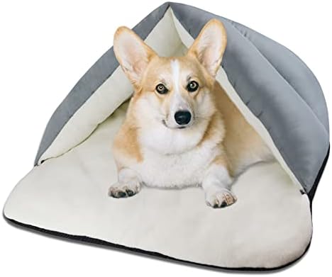 Yunnarl Pet House, Cave Bed for Small Medium Dog Cat, Ultra Soft Polar Fleece Dog Bed, Waterproof Surface Bottom -25x 20 Inches Washable Dog Bed, Cat Bed Gray