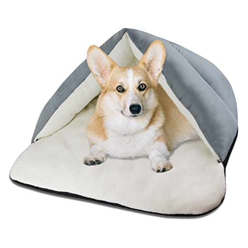 Yunnarl Pet House, Cave Bed For Small Medium Dog Cat, Ultra Soft Polar Fleece Dog Bed, Waterproof Surface Bottom -25X 20 Inches Washable Dog Bed, Cat Bed Gray #TOP3