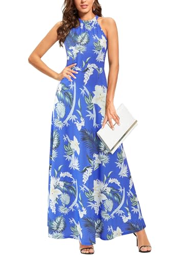 Image of STYLEWORD Women's Summer Floral Halter Maxi Dress Vacation Semi Formal 2026