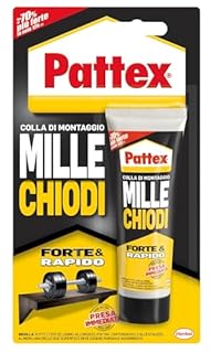 Pattex Millechiodi Forte & Rapido, adesivo di montaggio extra forte che sostituisce viti e fori al muro, adesivo bianco con effetto ventosa, 1x100g blister