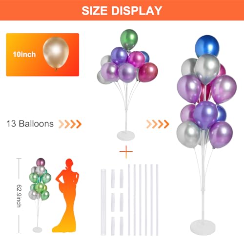 Image of 4 Sets of Balloon Stand Kit - 62in Balloon Stands with Base, Balloon Sticks, Decorations for Party Birthday Wedding Baby Shower Gender Reveal Graduation