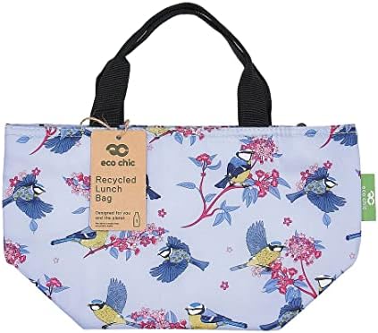 ECO CHIC Lightweight Foldable Lunch Bag | Water Resistant Insulated Cooler Bag for Work/Picnics/Hiking/Camping BBQs | Made from Recycled Plastic Bottles (Bumble Bees Grey)