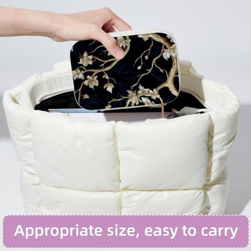 Boîte à bijoux en velours portable avec fermeture éclair et compartiments bagues - 5