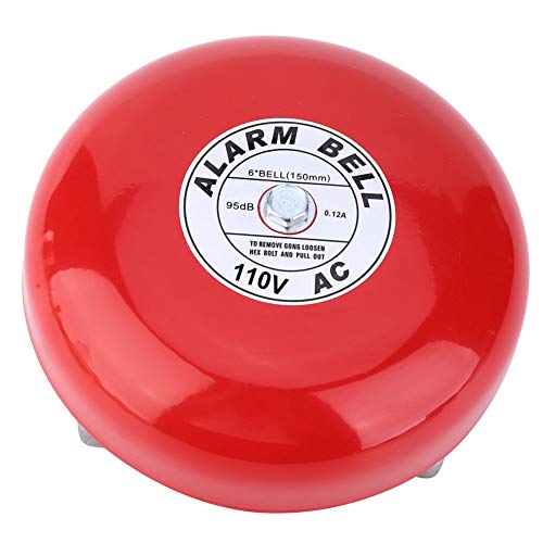 Manualidades, Home Improvement Campana de Alarma contra Incendios, CB-6B 95dB 5,9 Pulgadas de Base de Aluminio, Campana de Alarma Redonda Eléctrica, Campana de Alarma de Seguridad de la...
