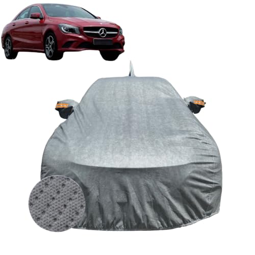 Image of Car Cover for Mercedes-Benz CLA Class (2014-2020) | 100% Waterproof Cover with Reflective Mirror Pockets | Dustproof, Scratchproof, Heatproof CLA Class Car Cover |Soft Cotton Lining| Grey